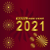 Happy New Year 2021 - Elegant gold text. Minimalist template.