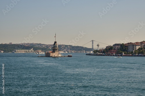 View of the Bosphorus and Maiden's Tower, Uskudar, Istanbul, Turkey, July 2018 © Olya GY