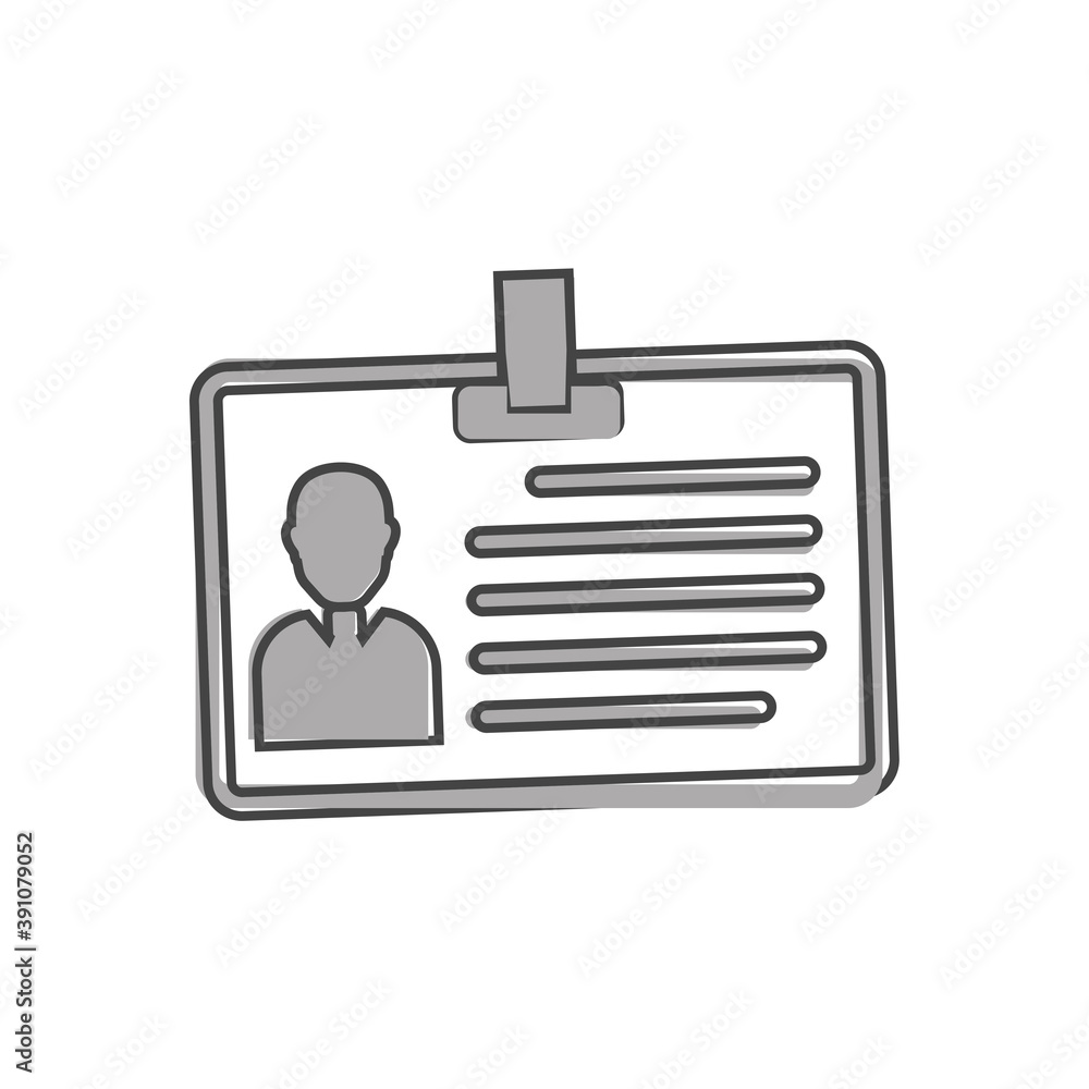 Vector icon person card, customer card. Vector illustration of a identification badge with a photo on white isolated background. Vector icon person card, customer card. Vector illustration of a identification badge with a photo on white isolated background.
