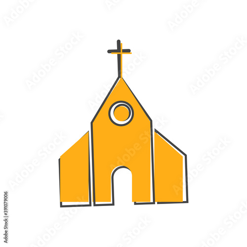 Church building icon. Vector religious church illustration on white isolated background.