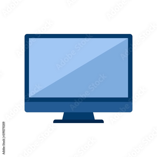 Monitor screen PC or TV icon flat style isolated on white background. Display Vector illustration
