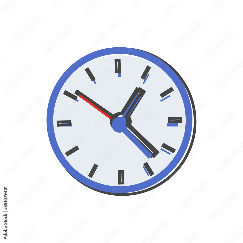 Clock icon cartoon style on white isolated background. Clock icon cartoon style on white isolated background.