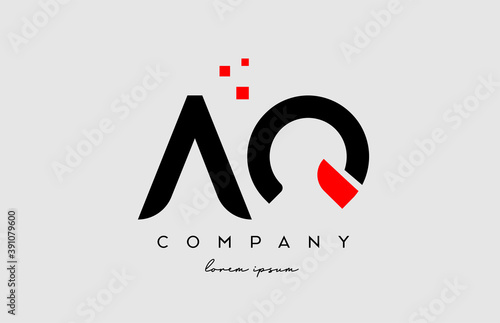 black red AQ A Q alphabet letter logo icon combination. Design for business and company