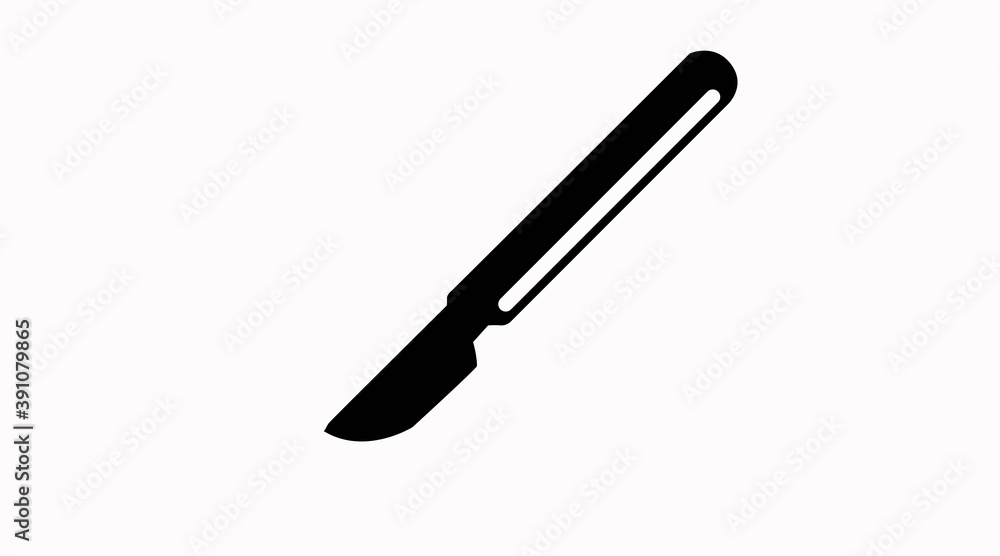 Vector Isolated Illustration of a Scalpel Icon of Sign, Black Flat Icon