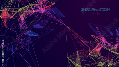 Network technology background. Colorful triangle structure EPS 10. Big data abstract. Business data visualization.
