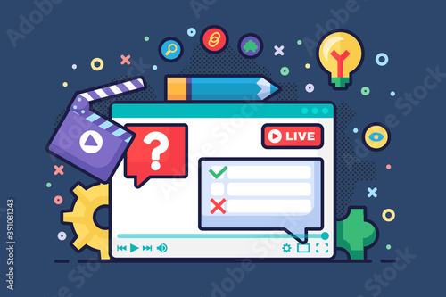 Live stream discussion concept semi flat illustration