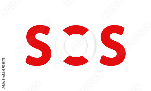 SOS icon. Lifebouy sign. Be careful on the water concept. Vector on isolated white background. EPS 10