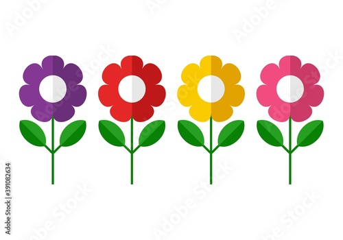 Colorful flower set isolated on white background. Vector illustration © VectorCO