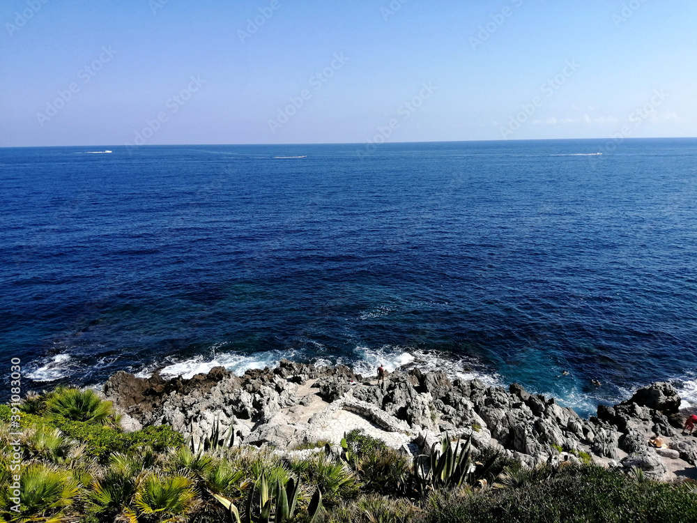The wild nature overlooks the Mediterranean in Sicily The wild nature overlooks the Mediterranean in Sicily