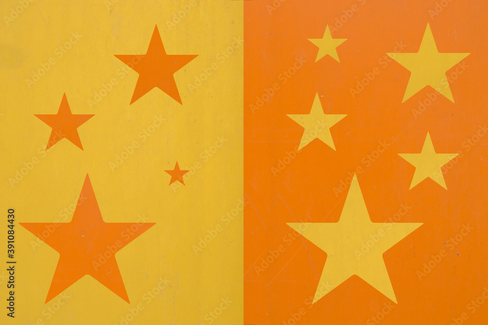 background orange and yellow with stars of the opposite color computer-created with photoshop from a photograph