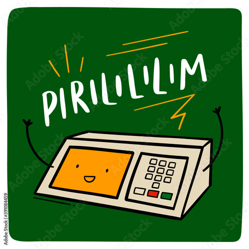 Hand-drawn Brazilian Electronic Ballot Box. Vector.