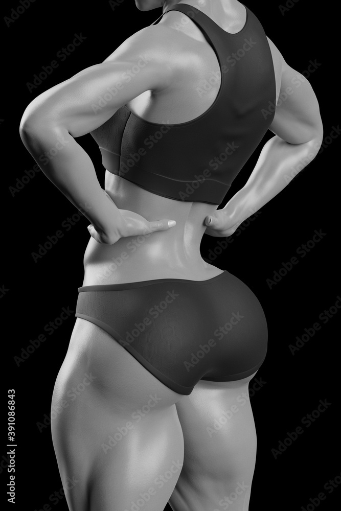 Naklejka premium Strong muscular female body