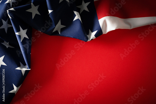 American flag on red background, usa symbol