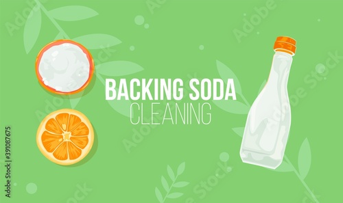 Baking soda illustration Flat style Natural cleaning