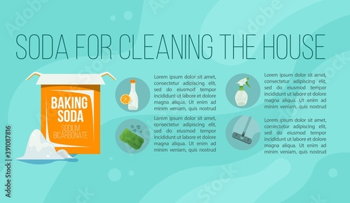 Baking soda illustration Flat style Natural cleaning