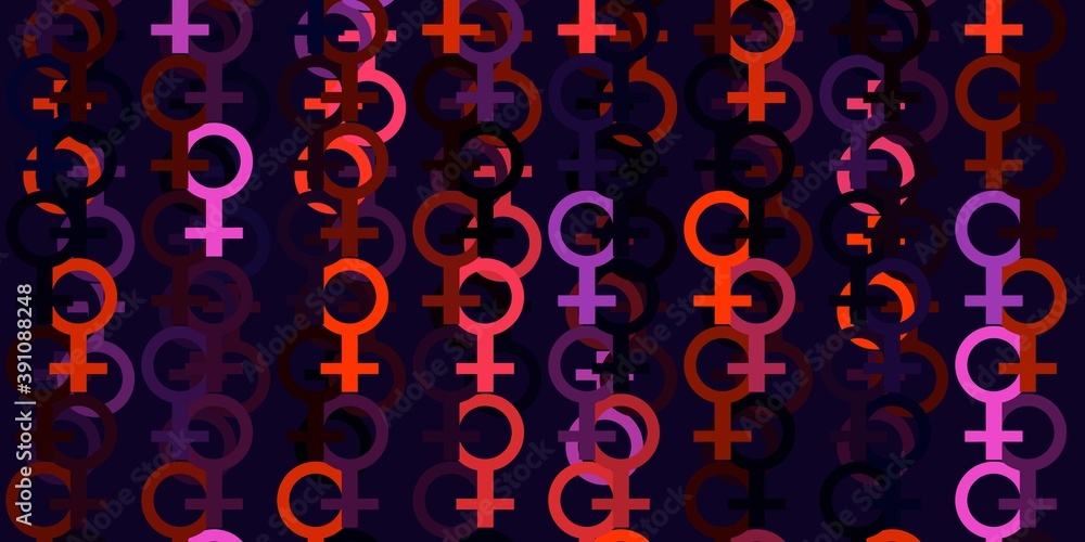 Light Pink, Yellow vector texture with women's rights symbols.