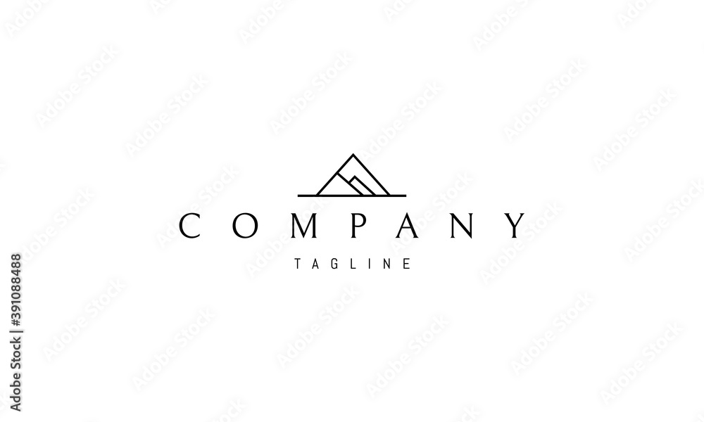 Vector logo on which an abstract image of mountains in the form of triangles. Vector logo on which an abstract image of mountains in the form of triangles.
