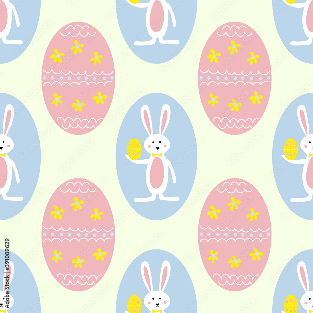 Colorful Easter Eggs and Bunny Seamless Pattern Print Background Colorful Easter Eggs and Bunny Seamless Pattern Print Background
