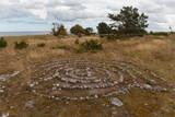 Ancient stone labyrinth on the island in Baltic sea