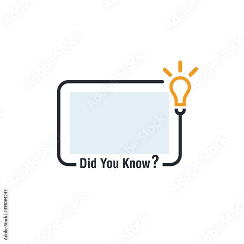 Did you know vector template post icon for soicial media background, fun fact blank template fyi vector with lightbulb idea and cable symbol element