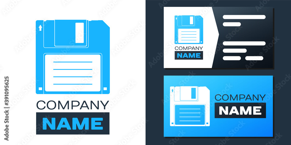 Logotype Floppy disk for computer data storage icon isolated on white background. Diskette sign. Logo design template element. Vector.