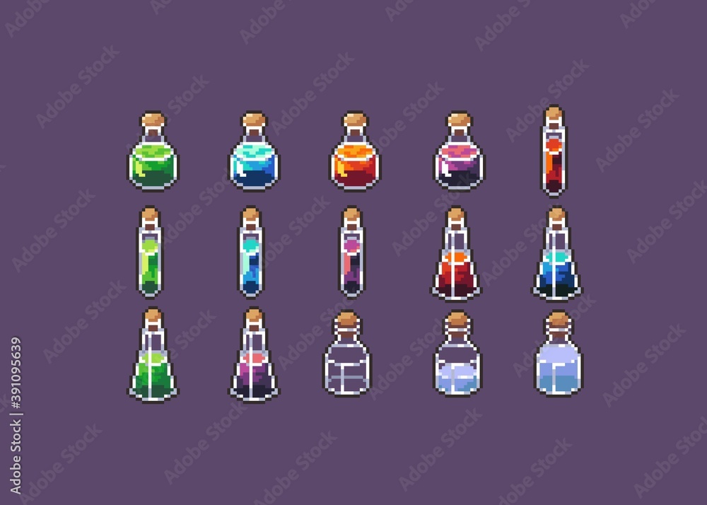 Pixel Art Potion Icon Pack 32x32