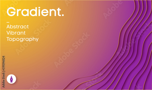 Abstract gradient vector background. Paper cut 3d background in yellow and magenta colors. Vector illustration