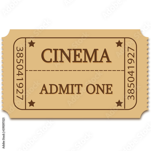 Old brown retro cinema ticket