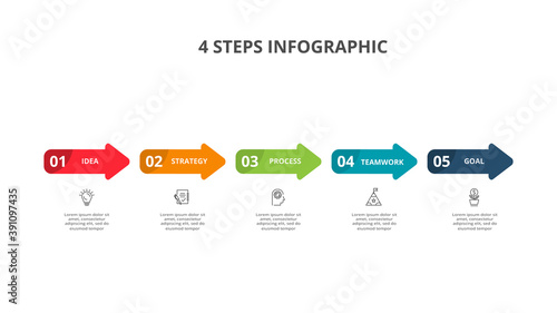 Abstract arrows of graph, diagram with 5 steps, options, parts or processes. Vector business template for presentation