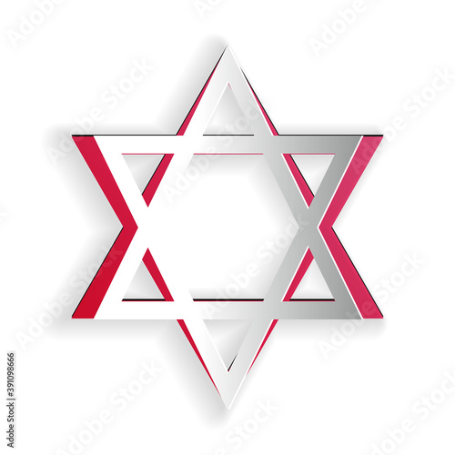 Paper cut Star of David icon isolated on white background. Jewish religion symbol. Paper art style. Vector.