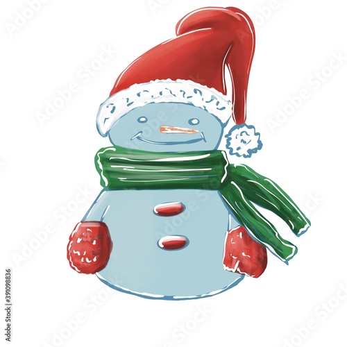 Snowman illustration on white background