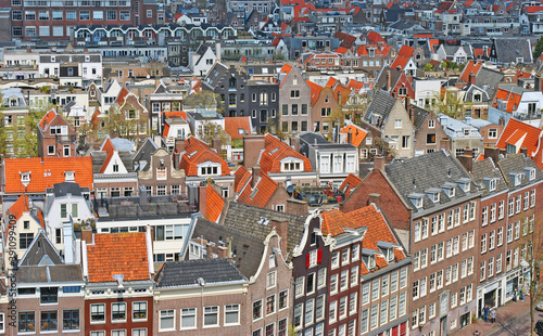 Cityscape of the historic center of Amsterdam, Netherlands