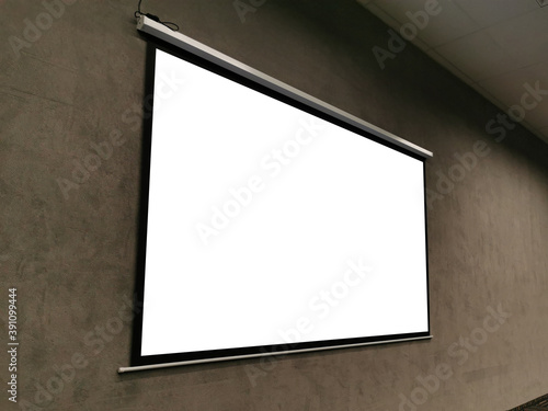 Fototapeta Naklejka Na Ścianę i Meble -  audio-video room and projector screen on the wall
