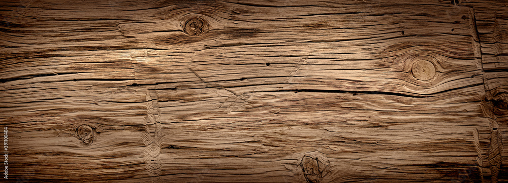 Dry cracked wood texture tree section. Heavy wooden natural beam  - obrazy, fototapety, plakaty 