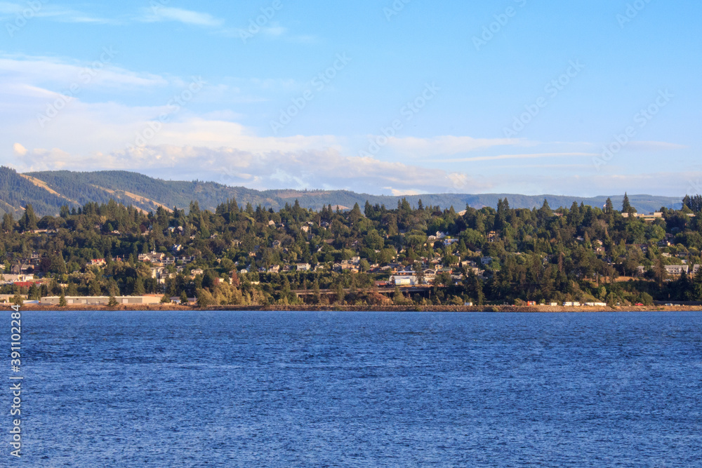 View of Hood River, Oregon and the Columbia River