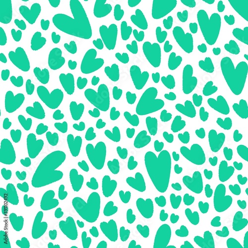 seamless valentines day heart green and white pattern