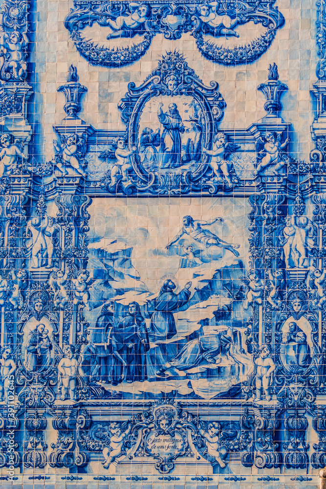 Santa Catarina Chapel (or Almas Chapel, Chapel of the Souls) - 18th century Neoclassical temple decorated with the typical Portuguese Blue Tiles (Azulejos). Santa Catarina Street, Porto, Portugal.