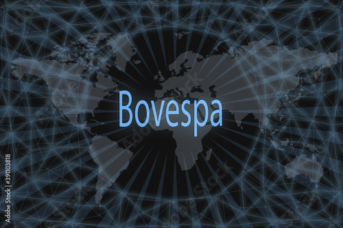 Bovespa Global stock market index. With a dark background and a world map. Graphic concept for your design. photo