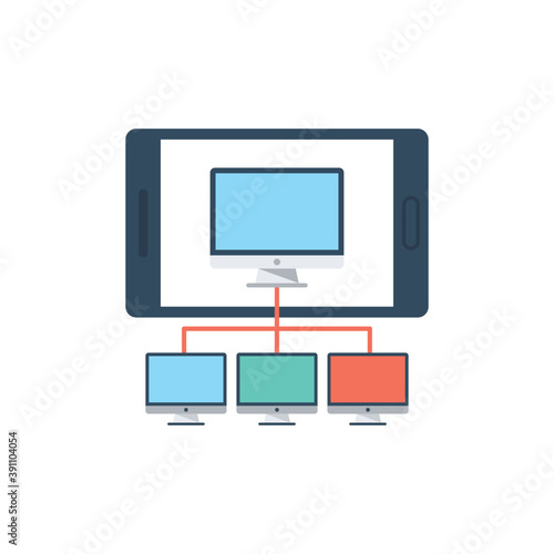 
Flat design icon of computers network
