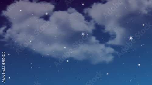 Fototapeta Naklejka Na Ścianę i Meble -  Night sky with clouds and many stars