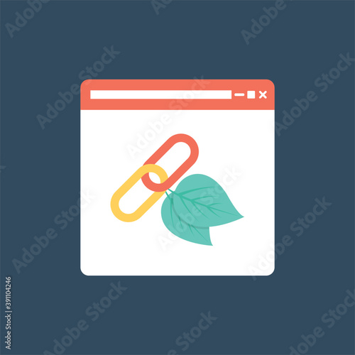 
Flat design icon of natural link builder, concept of hyperlink attachment
