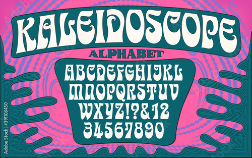 Obraz na plátně An alphabet in the style of 1960s psychedelic posters and album covers