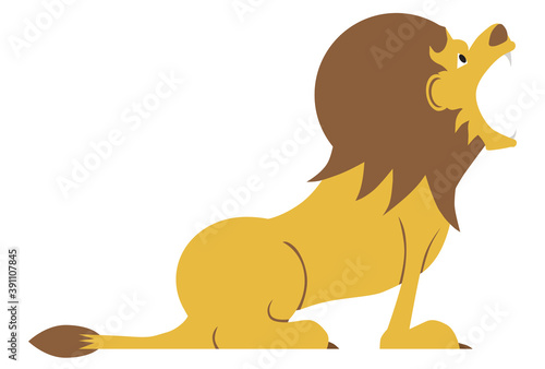 Flat Vector Cartoon Lion
