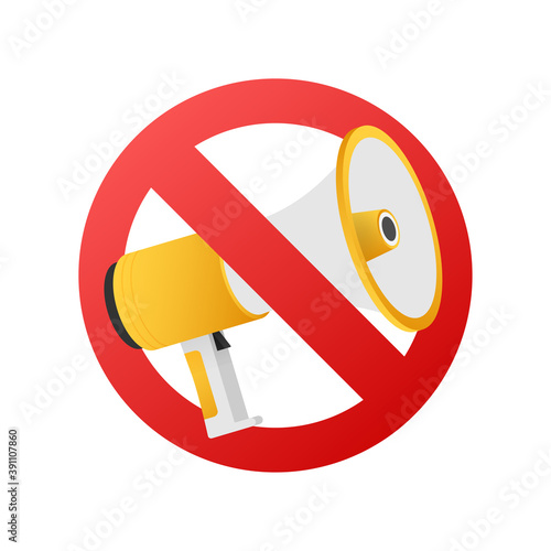 No megaphone speaker sign or no outbound speaker. Vector stock illustration.