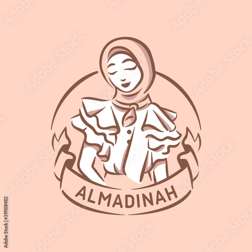 Muslim fashion logo illustration girl with hijab