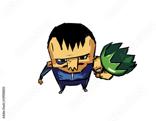 bully in a tracksuit with a budtylka. Vector character