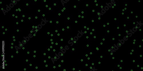 Dark Green vector background with colorful stars.