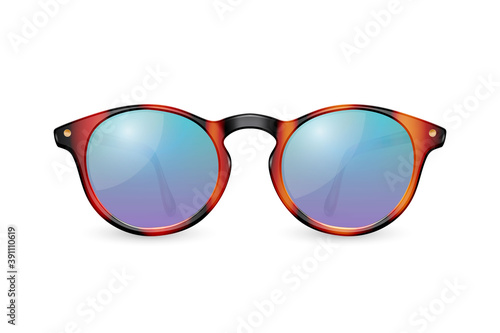 Vector 3d Realistic Plastic Brown Leopard Rimmed Eye Sunglasses Closeup Isolated on White Background. Women, Men, Unisex Accessory. Optics, Health Concept. Design Template, Mockup. Front View