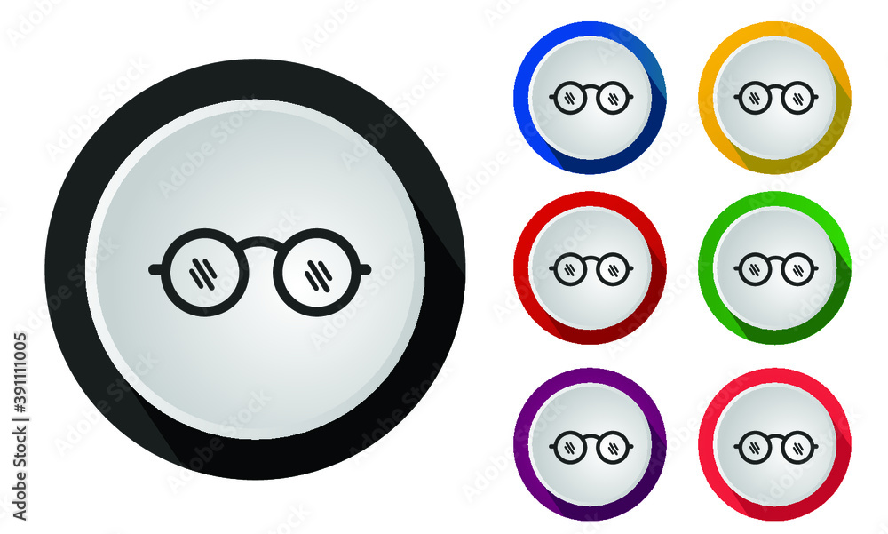 Glasses icon set. With 7 color options Glasses icon set. With 7 color options