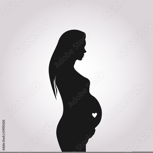 Vector flat line icon on pregnancy. Beautiful abstract prenatal pregnant woman linear symbol. Fertility, gynecology, obstetrics and childbirth pictogram isolated